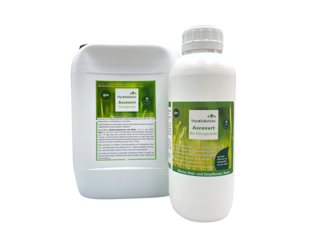 Ascovert mit Betain der Alge Ascophyllum nodosum gegen Hitze, Trockenheit und Frost in 1000 ml und 5000 ml erhältlich