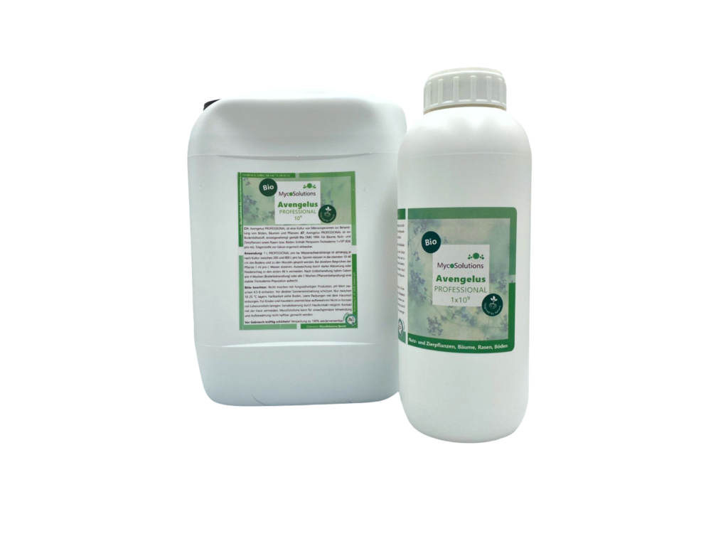 Avengelus Professional mit dem aktiven Wirkstoff Trichoderma in hoher Konzentration erhältlich in 1000 ml und 5000 ml